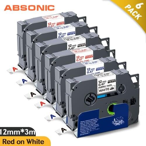 Absonic 6PCS for Brother FA231 FA3 FA3R 12mm Fabric Label on Clothes Compatible Brother PT-H110 PT-D400AD PT-H200BP Label Maker