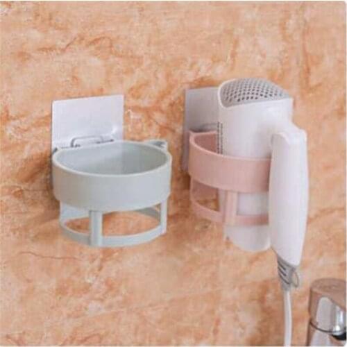 Multifunctional Adhesive Hair Drier Organizer Seamless Bathroom Shelves Storage Rack Plastic Hair Dryer Holder