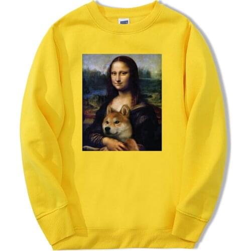 2021 Autumn Winter Hoodies Men Mona Lisa Shiba Inu Doge Tracksuit Fashion Men Fleece Casual Warm animal hip hop Sweatshirts