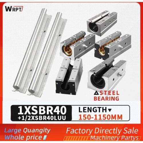 SBR40 guide rail bracket cylindrical linear sliding bearing slide rail 1/2 PCS slide rail extension set length = 150MM-1150MM