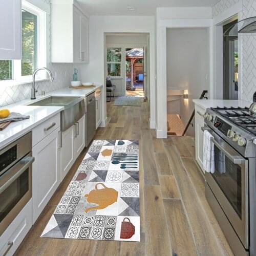 Non-slip Kitchen Carpet Floor Mat Polyester Home Living Room Carpet Doormat Kitchen Rug Wrinkle-Resistant Kitchen Mat Home Decor