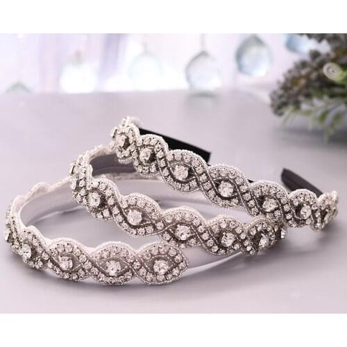100% Handmade Rhinestone Hairband Bride Hair Accessory New Fashion Baroque Hair Hoop Wedding Hair Band Headpieces For Women