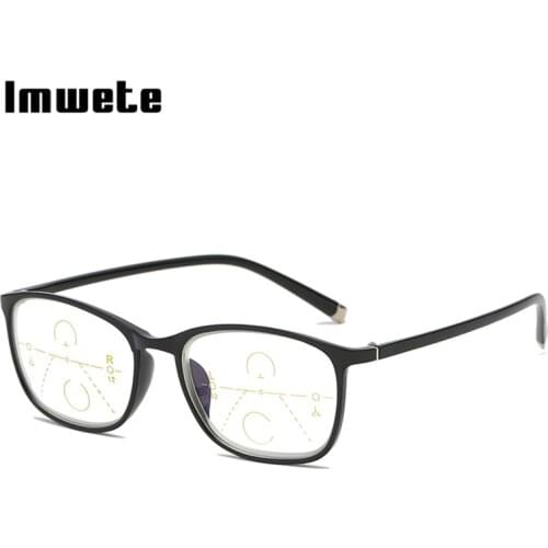Imwete Classic Men Women‘s Reading Glasses Distance Near Dualuse HD Automatic Zoom Hyperopia Eyeglasses TR90 Anti-blue Eyewear+1