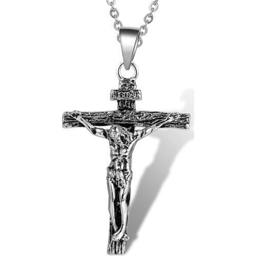 Cross Necklace INRI Crucifix Jesus Piece Pendant Stainless Steel Men Chain Jewelry Christmas Gifts