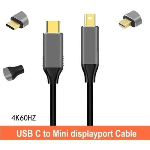 USB Type C 3.1 to Mini displayport Cable For Macbook Pro DP 4K 60HZ Type C to Display Port Adapter for Thunderbolt 3 for Macbook