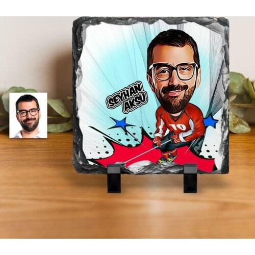 Personalized Mr Hockey Player Caricature Of Decorative Natural stone