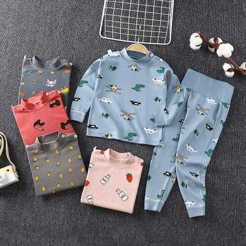 Childrens Wear Spring And Autumn Childrens Underwear Set Boys' And Girls' Cotton High Waist Baby Pajamas Lovely Top + Pants