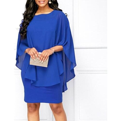 Plus Size Women Mini Dress 2021 Summer Style ruffle Solid Color O-Neck Casual Loose Dresses Vestidos Casual Beach Dress