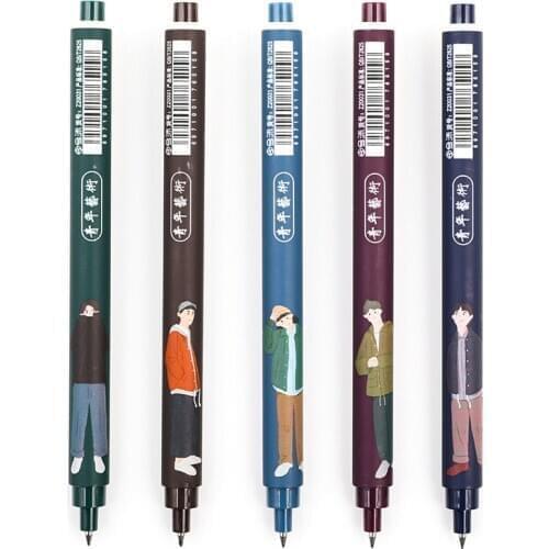 5 pcs/lot New Arrival Brand Literary Youth Gel Pens Stationery Pen Office School Smooth Writing Supplies Cute Student Prize Gift