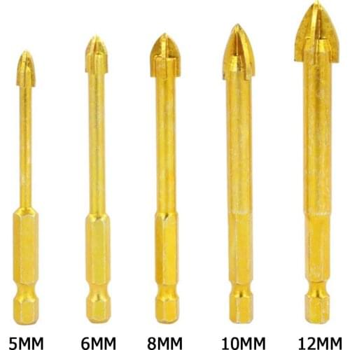 Cross Hex Shank Tile Drill Bits Tungsten Carbide Ceramic Concrete Hole Opener Glass Drilling Tools 5mm/6mm/8mm/10mm/12mm