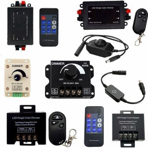 LED Dimmer DC12-24V 2A 3A 4A 8A 30A Whirl / Touch / 3Key / 11Key Remote Control LED Switch Dimmer for Single Color LED Strip