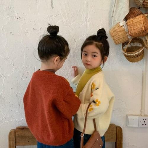 Girls Sweater Babys Coat Outwear 2021 Cute Plus Velvet Thicken Warm Winter Autumn Knitting Cardigan Jacket Childrens Clothing