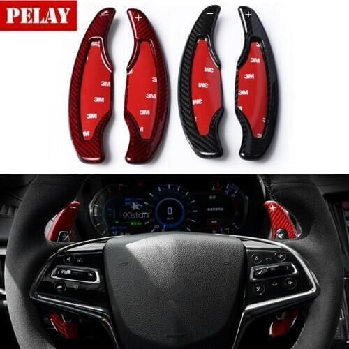 Real Carbon Fiber Steering Wheel Paddle Extension Shifter Extend Cover Trim For Cadillac XT5 XTS CT6 ATSL CTS 2014-2018