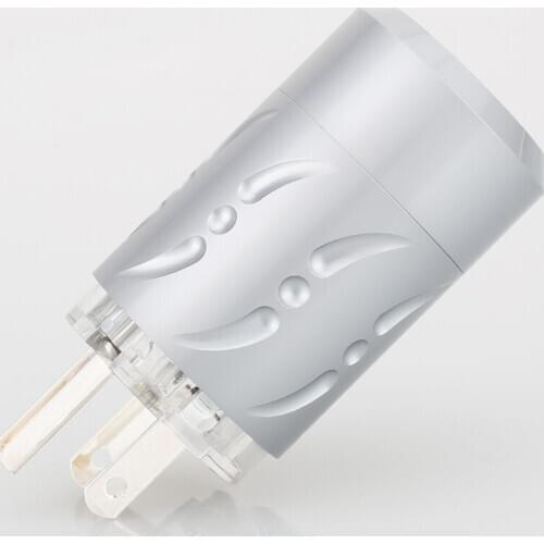 Viborg VM512S Hi End Aluminium Alloy Transparent Pure Copper Silver Plated US AC Power Plug Silver US AC power