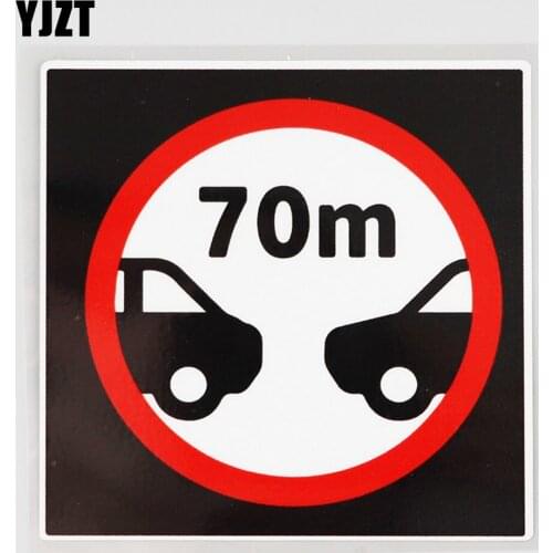 YJZT 11.5CM×11.5CM Minimum Distance 70m Flat Decal Traffic And Road PVC Car Sticker 12C-0768