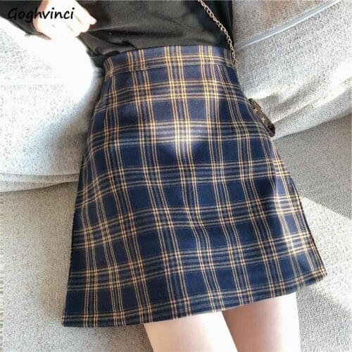 Skirts Women Plaid A-line Hip-skirt All-match Large Size 5XL Korean Style Slim Fashion Vintage Preppy Student Street Chic Faldas