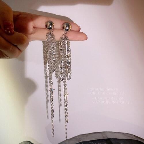 ZDMXJL 2021 New Trend Exaggerate Women Earring High Class Metal Chain Tassels Charms Jewelry For Bride Wedding Accessories Gifts