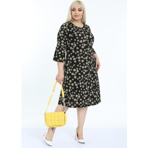 Plus Size Dress Floral Pattern Flyweel Sleeve Autumn Spring Robe Платье For Women Pregnant 2021 Turkey Hot Sale Sexy Boho Party