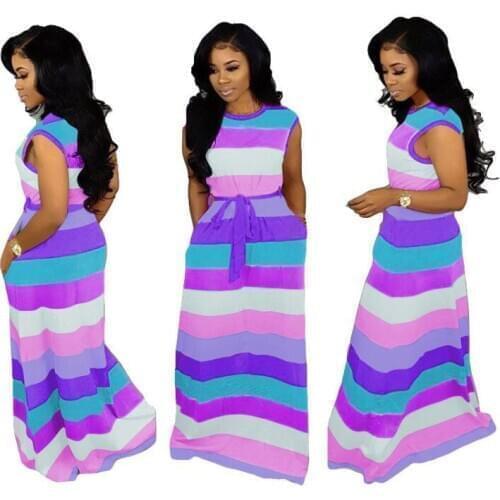 Adogirl Stripe Rainbow Women Dress