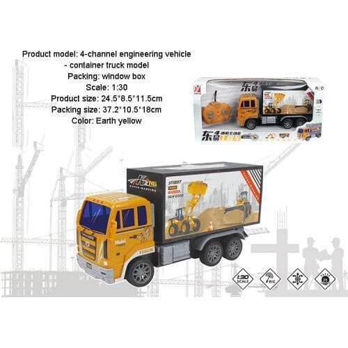 1/30 RC Mini Container Truck Model 4 Channel 2.4G Construction Vehicle With LED Effect Funny Toy For Kids Christmas Gift