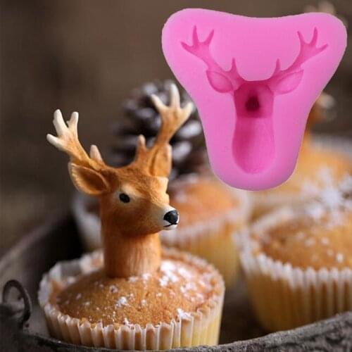 1PCS Deer Head Silicone Mold DIY Cake Baking Decoration Chocolate Mold Gypsum Handicraft Soap Mold Elk Head Silicone Mold
