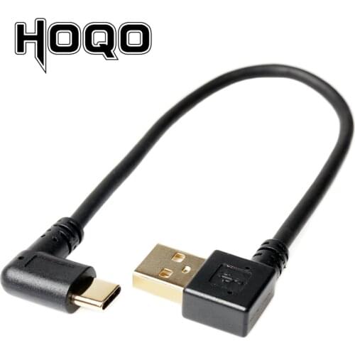 2 pcs/lot Dual Right Angle USB 3.1 Type-c to USB 2.0 Type A Fast Charge Sync Data Cable 90 degree L Bend USB-C to USB short 1ft