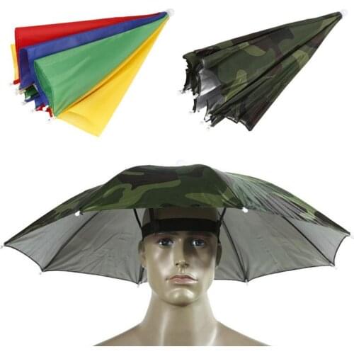 Fishing Cap Portable Outdoor Sport 55cm Umbrella Hat Cap Folding Women Men Umbrella Fishing Hiking Golf Beach Headwear Handsfree