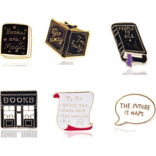 2020 Direct Selling Sale Brooches Broche Speed Sell Pass Hot Style Bookstore Books Session Box Drip Cartoon Brooch For Wish Pin