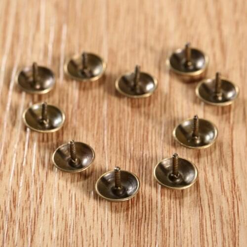 50pcs Screw Thread Upholstery Nails 9*6mm Decorative Upholstery Tacks Stud Wooden Box Case Furniture Nails Pushpin