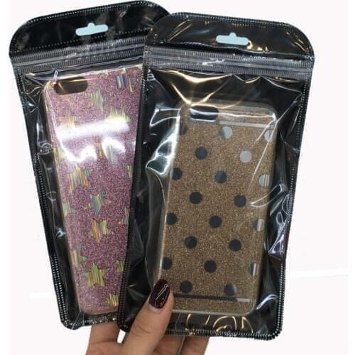 500pcs Translucent black/white zipper ziplock bag phone shell gift jewelry packing bags small plastic pouch package