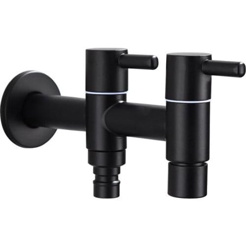 Black Faucet Stainless Steel Bathroom Washing Machine Faucet Mop Taps Toilet Corner Faucet Double Using