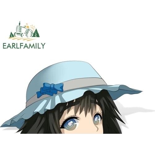 EARLFAMILY 13cm x 6.7cm Cartoon Girl Mayushii Peeker Sticker JDM Anime Graffiti Car Stickers Vinyl Waterproof Peek Decal