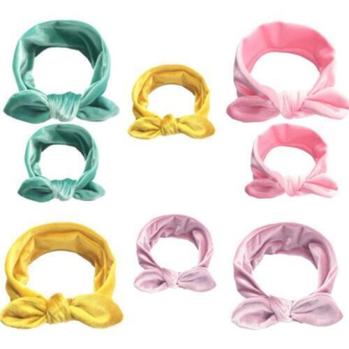 Elastic Gold Velvet Turban Parent-Child Rabbit Ears Shape Women Kids Headband Fashion Hair Accessories