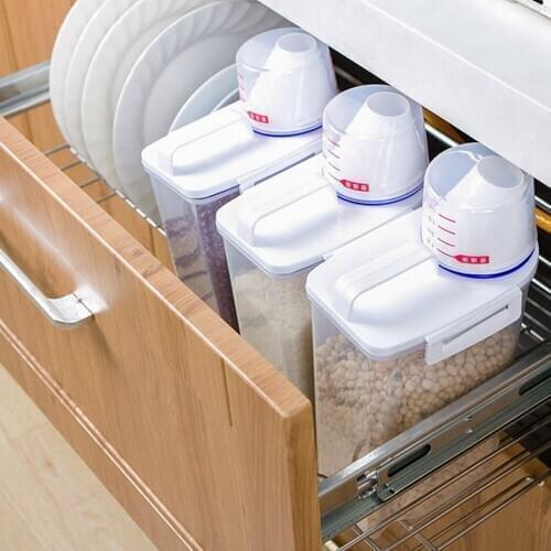 2L Plastic Cereal Dispenser Storage Box Kitchen Food Grain Rice Container Nice Kitchen rice storage box flour grain storage