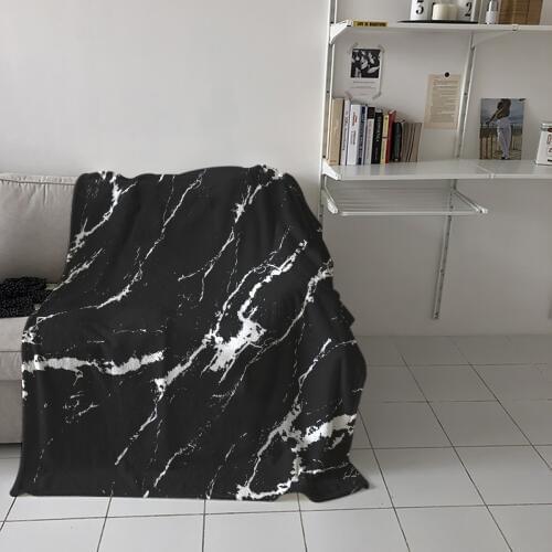Black Concrete Crack Printed Flannel Blanket Soft Throw Blanket Machine Washable Blankets for Beds Customizable Travel