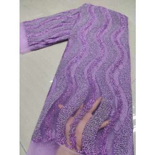 Hot Sale African Beaded Lace 2021 French Nigerian Lace Fabric Bridal High Quality Swiss Embroidery Net Tulle Lace Fabric 5yards