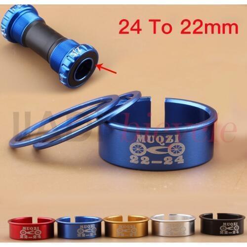 MUQZI Mountain Bike Bicycle Bottom Brackets Conversion Set 24mm To 22mm Aluminum BB Axis Adjustable Sets Adapter Ring Washer