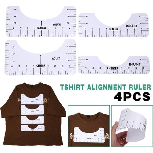 4PCS T-Shirt Alignment Rulers Tshirt Measurement RulerCenter Fashion Ruler Design Guiding Tool Accessories For Vinyl Heat Press