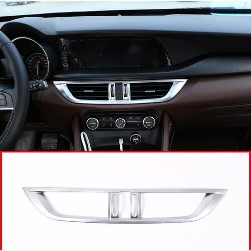 For Alfa Romeo Stelvio 2017 2018 2019 2020 ABS Matte Silver Center Console AC Outlet Frame Trim Refitting Accessories