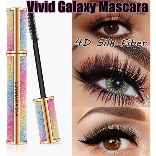 Vivid Galaxy Mascara Eye Lashes Curling 4D Silk Fiber Lashes Thick Lengthening Waterproof Extension Makeup Cosmetics Eyeliner