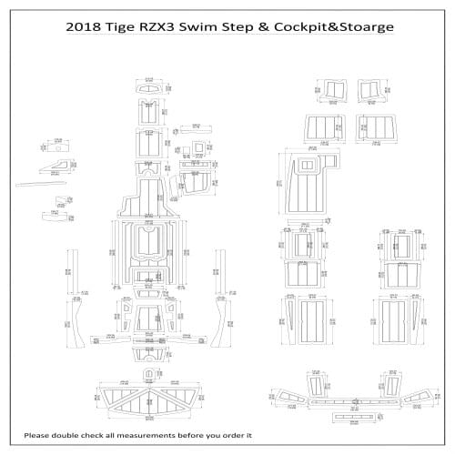 2018 Tige RZX3 Swim Step & Cockpit& Stoarge Pad Boat EVA Teak Decking 1/4" 6mm
