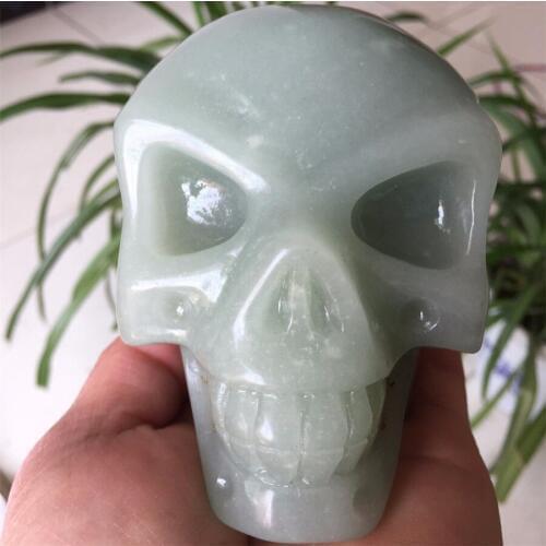Natural Green Aventurine Skull Quartz Crystal Stone Carved Skull