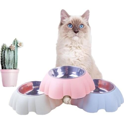 New Pet Single Bowl Non-slip Stainless Steel Petal Pumpkin Shape Multicolor Cat Bowl Dog Bowl Pet Bowl Pet Supplies Accessories