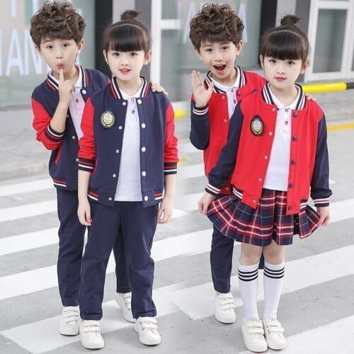 Boy and girl new sports two-piece suit Boy and girl single-breasted baseball two-piece Childrens cotton jacket pants two-piece