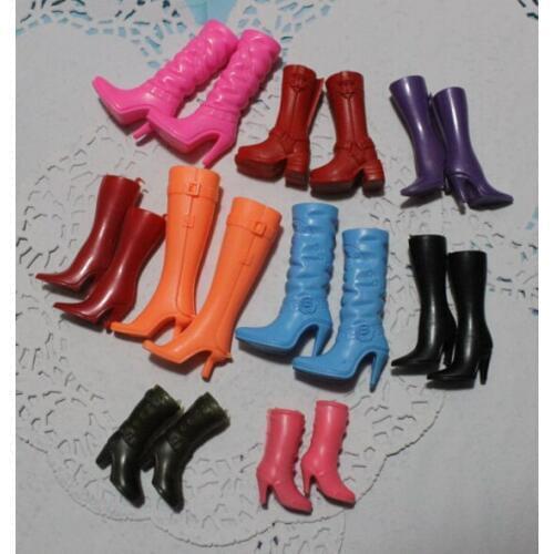 Wholesale 160Pairs/lot Best Sale Mixed Colors Cute Fashion Dolls Beautiful Boots For Barbie High-heeled Pointed Boots