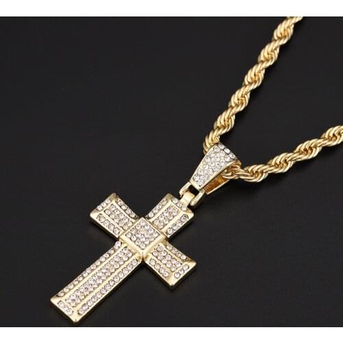 Stainless Steel Necklace For Women Lovers Gold And Rose Gold Color Chain Cross Necklace Small Cross Religious Jewelry A