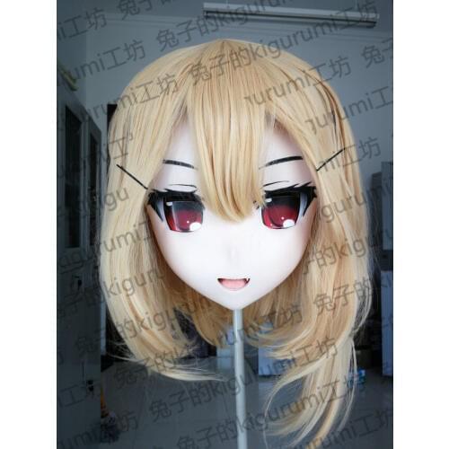 Rabbit 07) Handmade Female Resin Crossdress Pretty Girl Head Lolita Doll Mask Japanese Anime Cosplay Kigurumi Mask Crossdresser