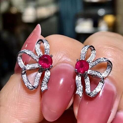 NATURAL RUBY EARRINGS Solid 14k Gold pure DIAMOND RUBY EARRINGS womens anniversary birthday party jewelry gifts