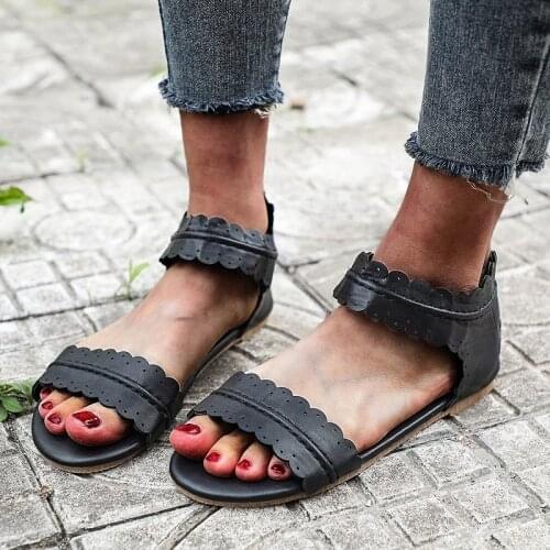 Sandals Flat Sandals Open Toe Roman Summer Beach Shoes For Women Boho Zipper Flip Flops Casual Summer Beach Sandals