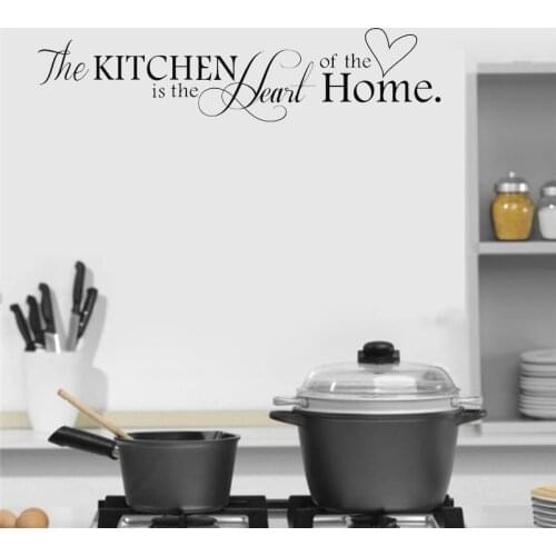 The Kitchen is Heart of the Home Letter Pattern Wall Sticker Removable restaurant Wall decals Vinyl Wall Decoration mural EA024
